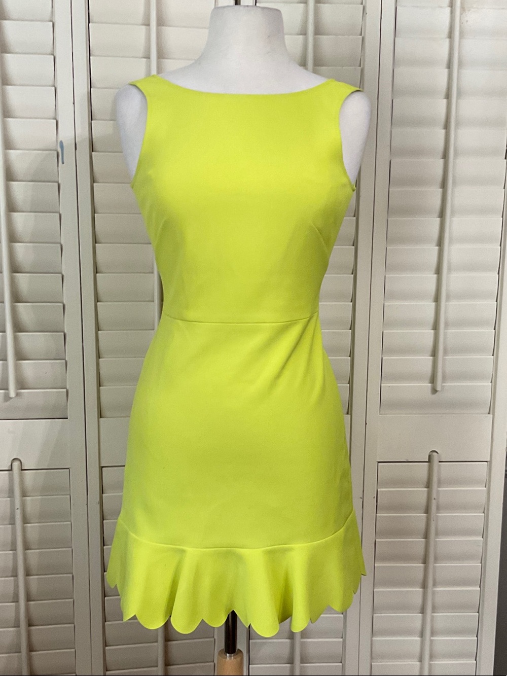 J. Crew Neon Yellow Scallop-Hem Mini Dress - Picture 1 of 4